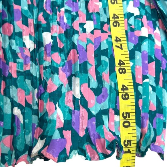 VTG Neiman Marcus Susan Freis Ruffle Collar Pleated Long Sleeve Dress Size Large - Picture 10 of 10